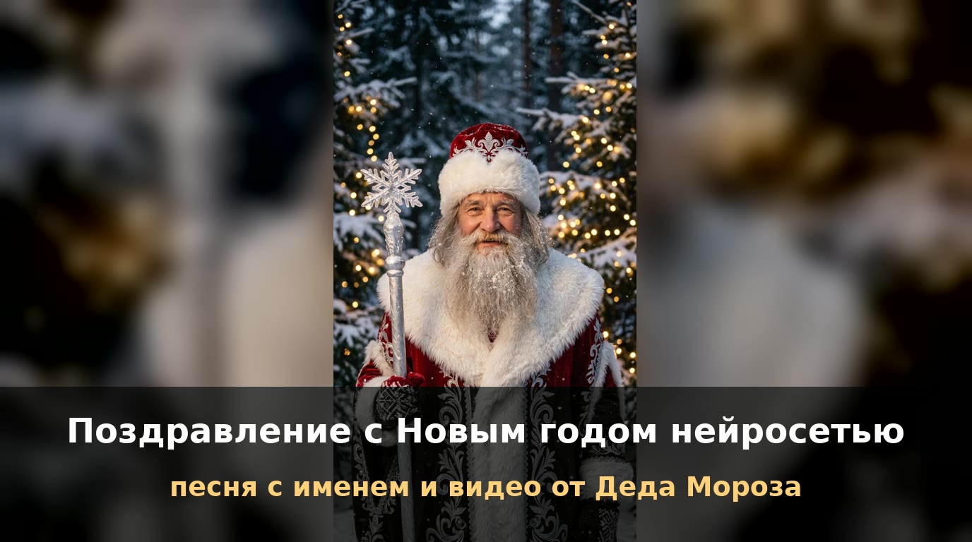 Поздравление с Новым годом нейросетью: песня с именем и видео от Деда Мороза